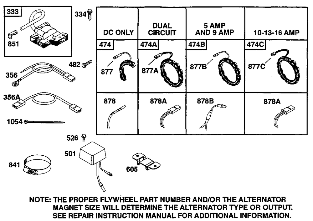 Elect Diagram and Parts List for 256702-4002-XX  Briggs and Stratton Engine